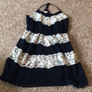 Navy and white lace dress